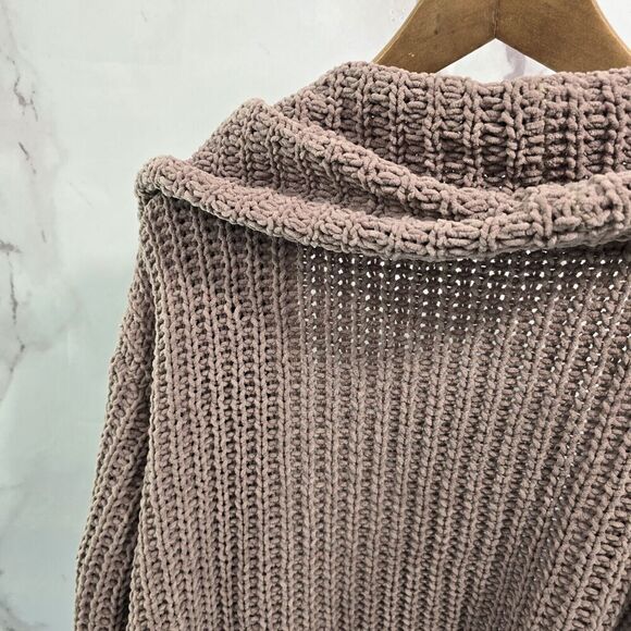 POL Sweater Womens Large Cardigan Pink Chenille Oversized Slouchy Pockets - Picture 6 of 12